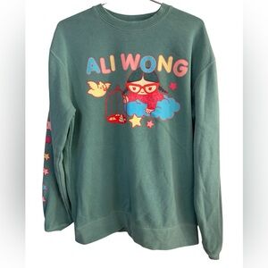 High End Ali Wong Comedy Comedian Green Graphic Women's L Crew Sweatshirt MINTY